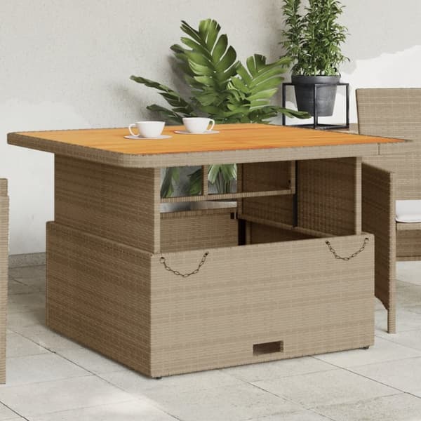 vidaXL havebord 110x110x71 cm polyrattan og akacietræ beige - Haveborde