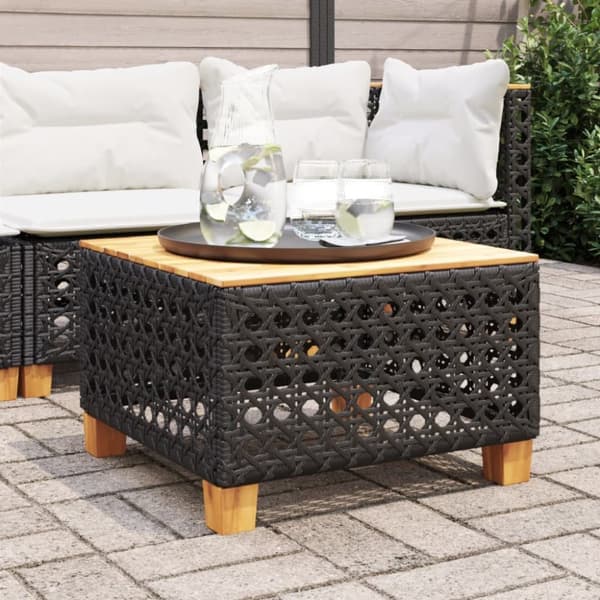 vidaXL havebord 55x55x36 cm polyrattan og akacietræ sort -  Haveborde