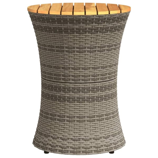 vidaXL sidebord trommeformet polyrattan og massivt træ grå -  Haveborde