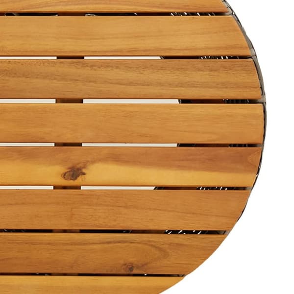 vidaXL sidebord trommeformet polyrattan og massivt træ grå -  Haveborde