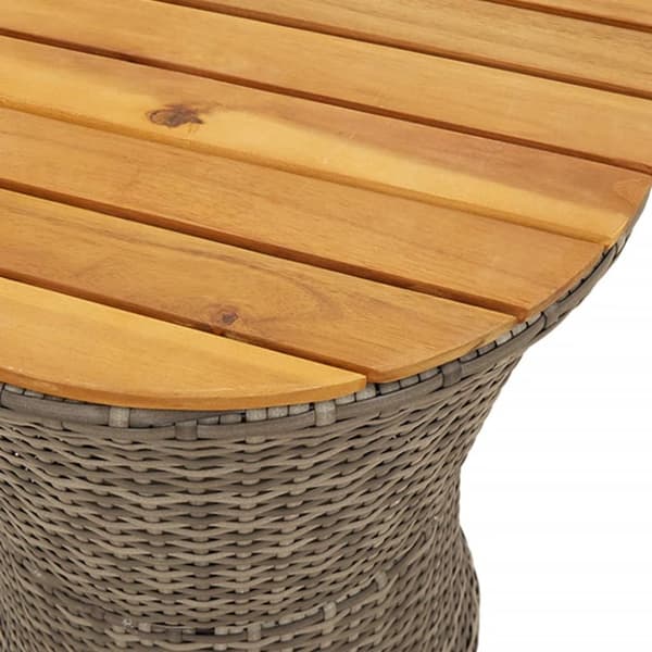vidaXL sidebord trommeformet polyrattan og massivt træ grå -  Haveborde