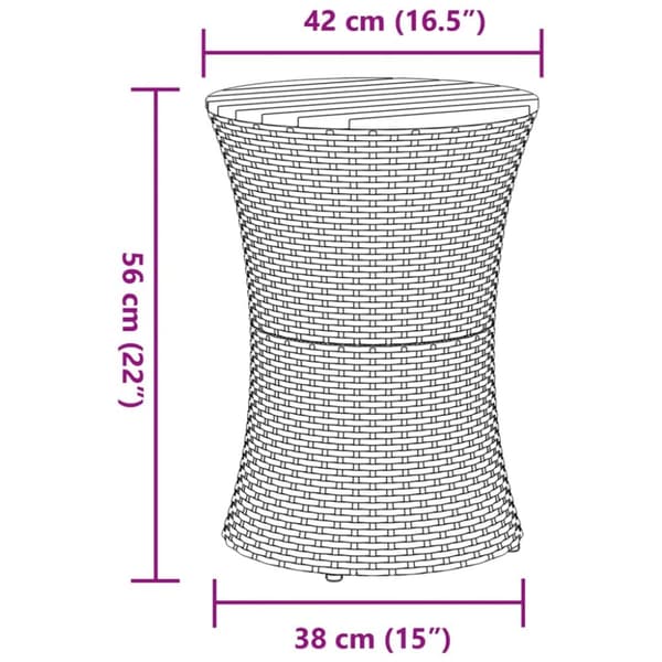 vidaXL sidebord trommeformet polyrattan og massivt træ grå -  Haveborde