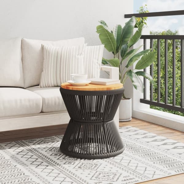 vidaXL sofabord med trådnetbase Ø 45x44 cm massivt akacietræ sort