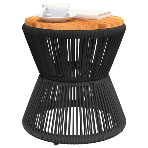 vidaXL sofabord med trådnetbase Ø 45x44 cm massivt akacietræ sort