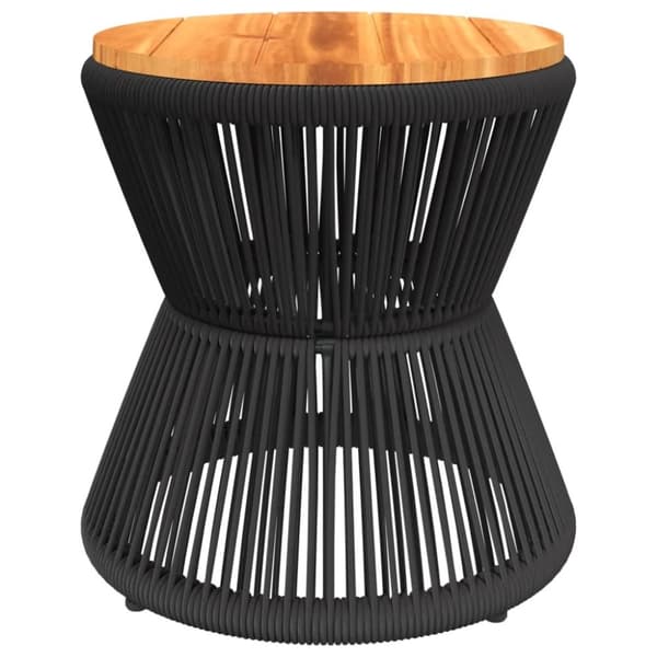 vidaXL sofabord med trådnetbase Ø 45x44 cm massivt akacietræ sort