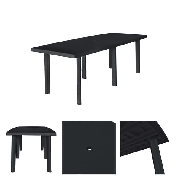 The Living Store havebord 216 x 90 x 72 cm plastik antracitgrå - Haveborde
