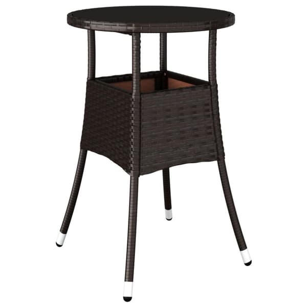 The Living Store Utebord Ø60x75 cm Härdat glas och konstrotting brun -  Utebord