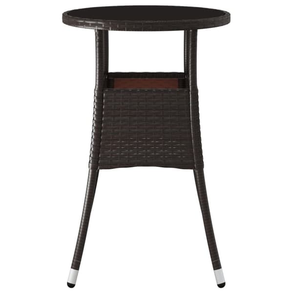 The Living Store Utebord Ø60x75 cm Härdat glas och konstrotting brun - Utebord