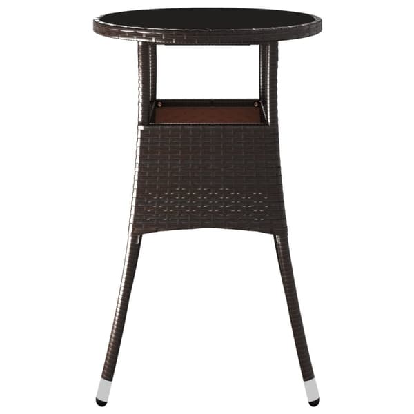 The Living Store Utebord Ø60x75 cm Härdat glas och konstrotting brun - Utebord