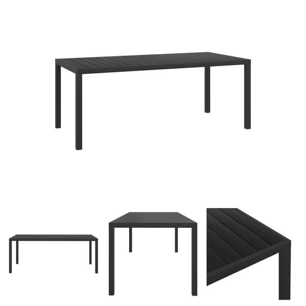 The Living Store havebord WPC aluminium 185 x 90 x 74 cm sort -  Haveborde