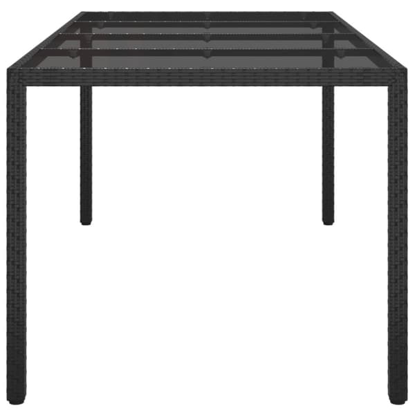 The Living Store havebord 190x90x75 cm hærdet glas og polyrattan sort -  Haveborde