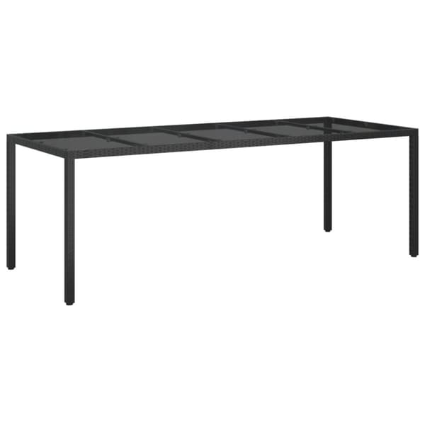 The Living Store Utebord svart 250x100x75 cm härdat glas och konstrotting - Utebord