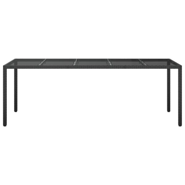 The Living Store Utebord svart 250x100x75 cm härdat glas och konstrotting - Utebord