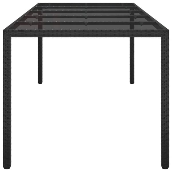 The Living Store Utebord svart 250x100x75 cm härdat glas och konstrotting - Utebord