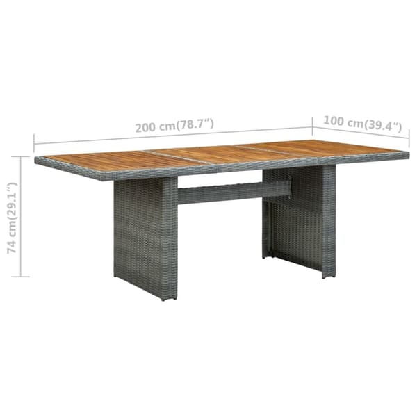 The Living Store Trädgårdsbord ljusgrå konstrotting och massivt akaciaträ -  Utebord