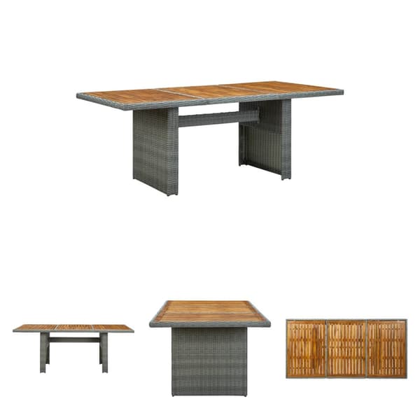 The Living Store Trädgårdsbord ljusgrå konstrotting och massivt akaciaträ - Utebord