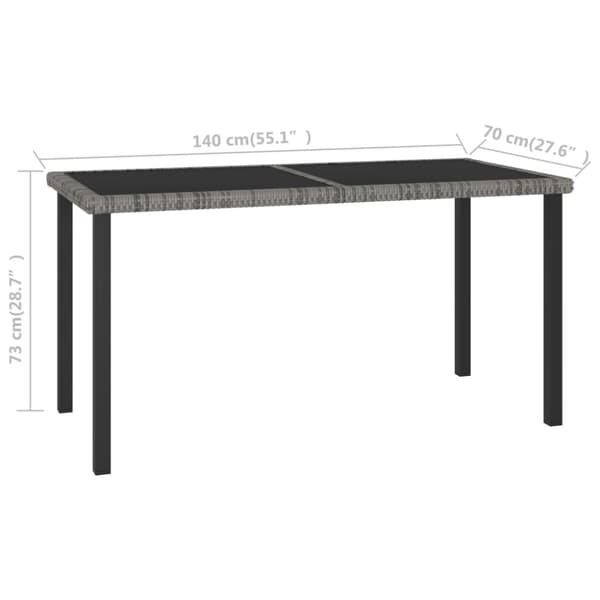 The Living Store havebord 140x70x73 cm polyrattan grå - Haveborde
