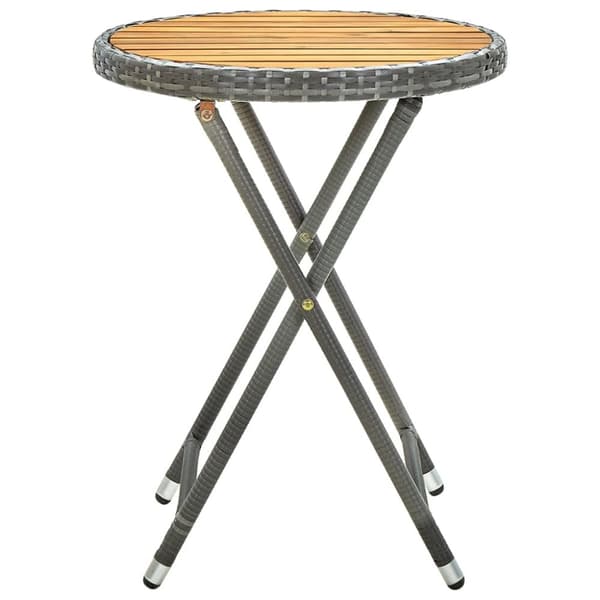 The Living Store tebord 60 cm massivt akacietræ og polyrattan grå -  Haveborde