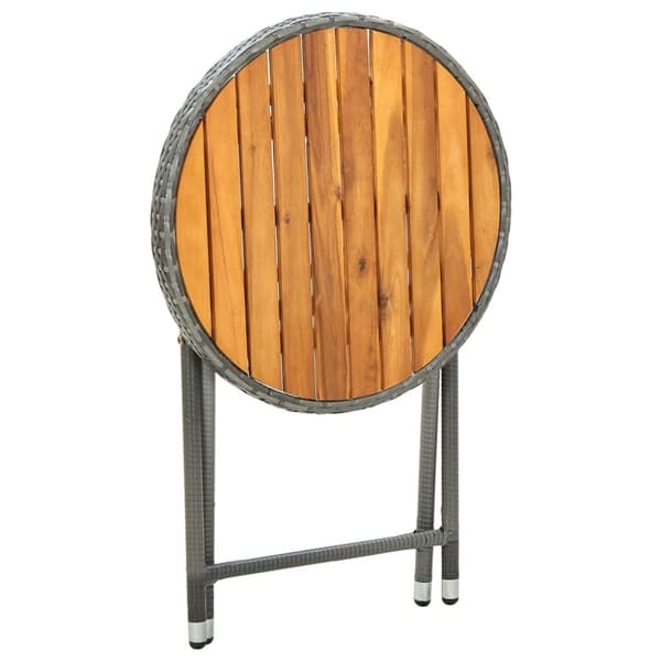 The Living Store tebord 60 cm massivt akacietræ og polyrattan grå -  Haveborde
