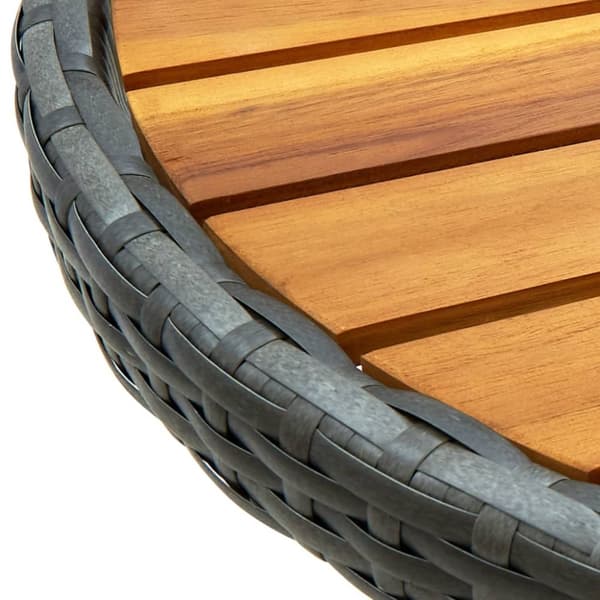 The Living Store tebord 60 cm massivt akacietræ og polyrattan grå -  Haveborde