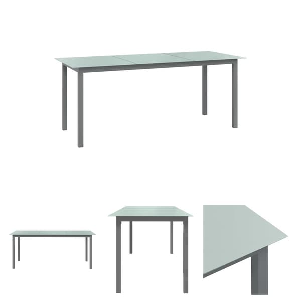 The Living Store havebord 190x90x74 cm aluminium og glas lysegrå - Haveborde