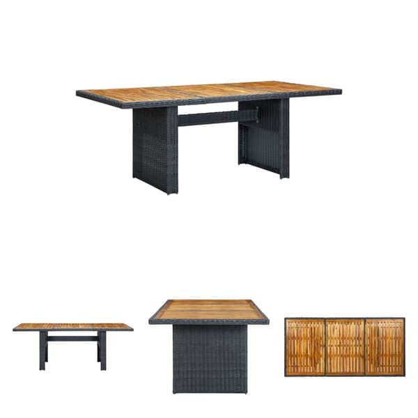 The Living Store havebord polyrattan og massivt akacietræ mørkegrå -  Haveborde