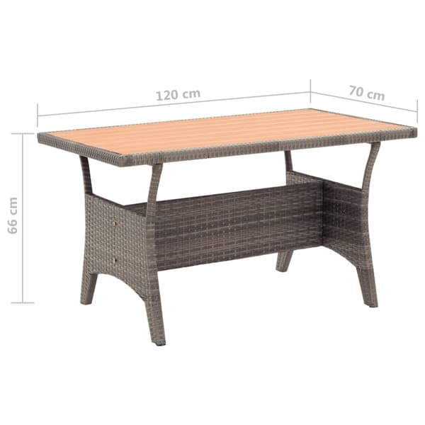 The Living Store havebord 120x70x66 cm polyrattan grå - Haveborde