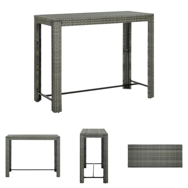 The Living Store barbord til haven 140,5x60,5x110,5 cm polyrattan grå - Haveborde