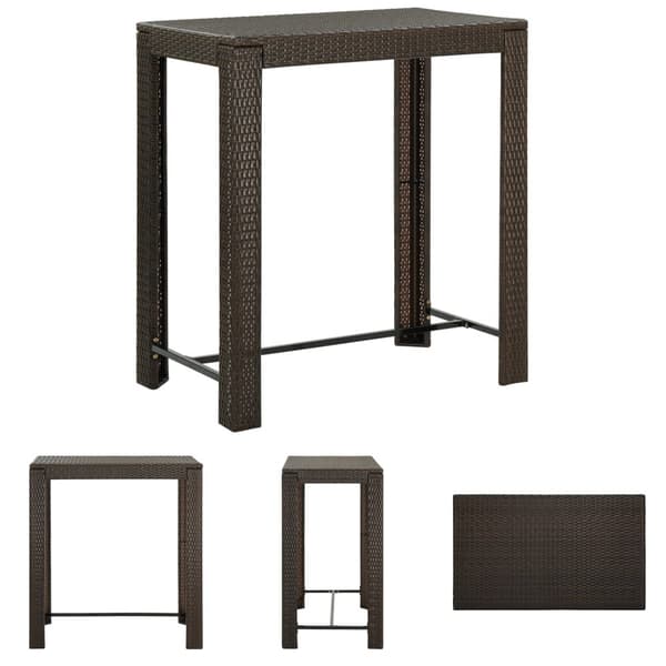 The Living Store barbord til haven 100x60,5x110,5 cm polyrattan brun -  Haveborde