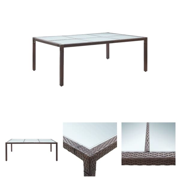 The Living Store udendørs spisebord 200x150x74 cm polyrattan brun -  Haveborde