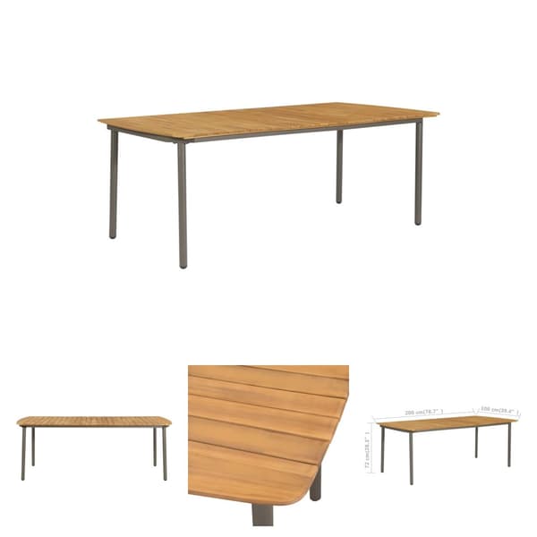 The Living Store havebord 200 x 100 x 72 cm massivt akacietræ og stål -  Haveborde