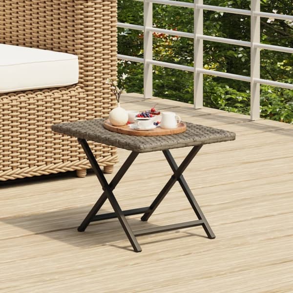 The Living Store Hopfällbart bord grå 45x35x32 cm konstrotting -  Utebord