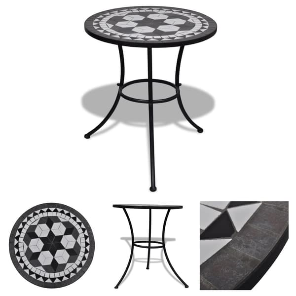The Living Store Caféset svart och vit 60 cm mosaik -  Utebord
