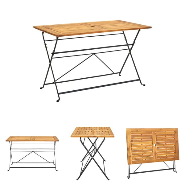 The Living Store foldbart havebord 120x70x74 cm massivt akacietræ - Haveborde