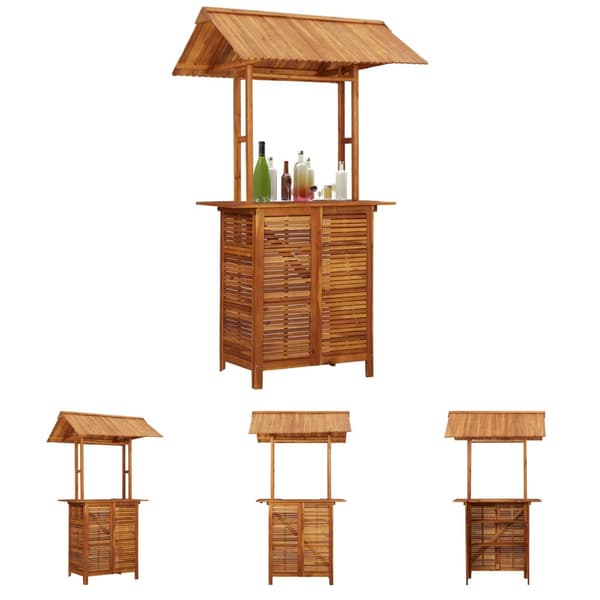 The Living Store udendørs barbord med tag 113x106x217 cm massivt akacietræ -  Haveborde