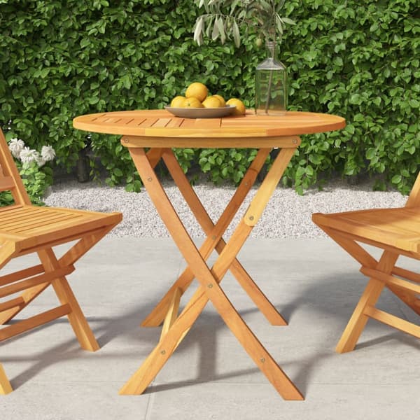 The Living Store Hopfällbart trädgårdsbord 85x76 cm massiv teak - Utebord