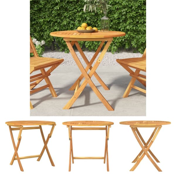 The Living Store Hopfällbart trädgårdsbord 85x76 cm massiv teak -  Utebord