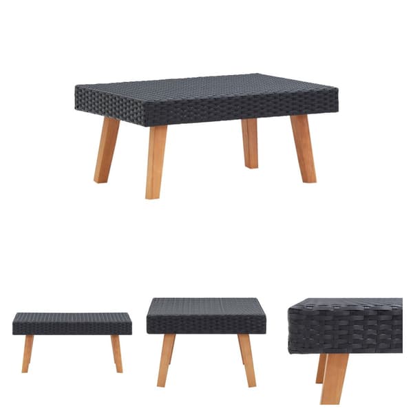 The Living Store udendørs sofabord polyrattan sort -  Haveborde