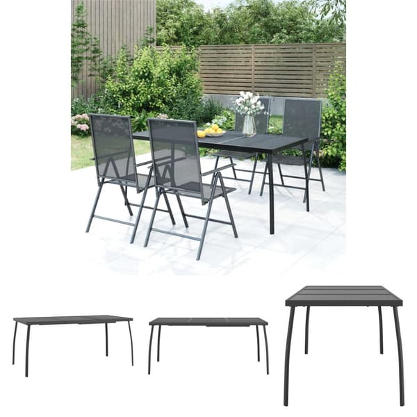 The Living Store havebord 165x80x72 cm stål og meshstof antracitgrå -  Haveborde