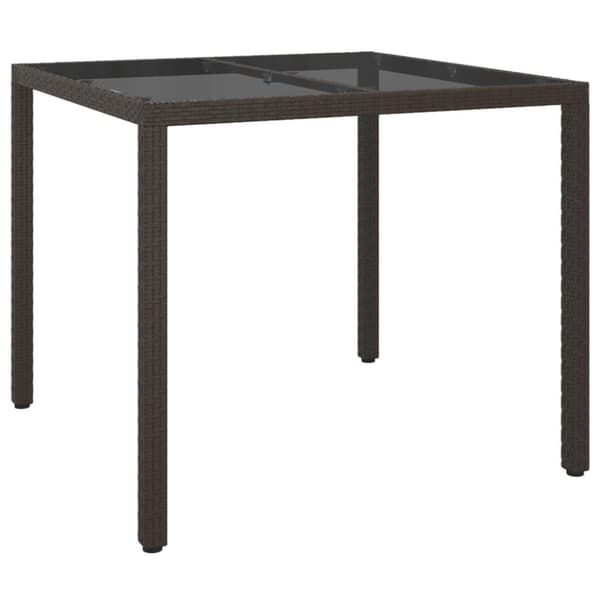 The Living Store Utebord 90x90x75 cm härdat glas och konstrotting brun - Utebord