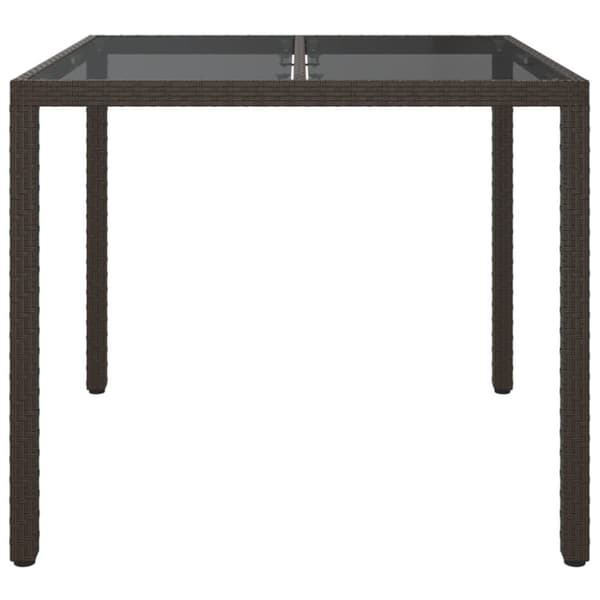 The Living Store Utebord 90x90x75 cm härdat glas och konstrotting brun - Utebord