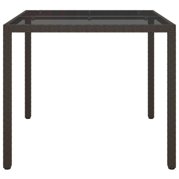 The Living Store Utebord 90x90x75 cm härdat glas och konstrotting brun - Utebord