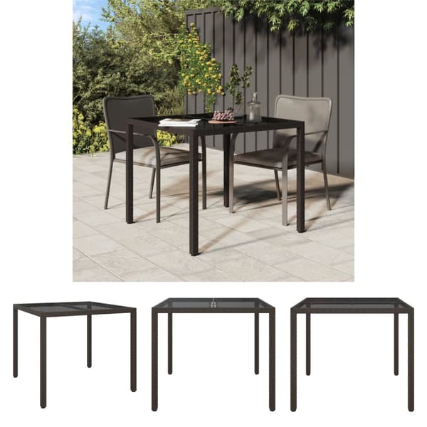 The Living Store Utebord 90x90x75 cm härdat glas och konstrotting brun - Utebord