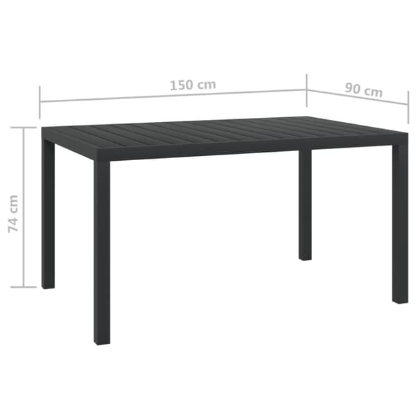 The Living Store havebord WPC aluminium 150 x 90 x 74 cm sort -  Haveborde