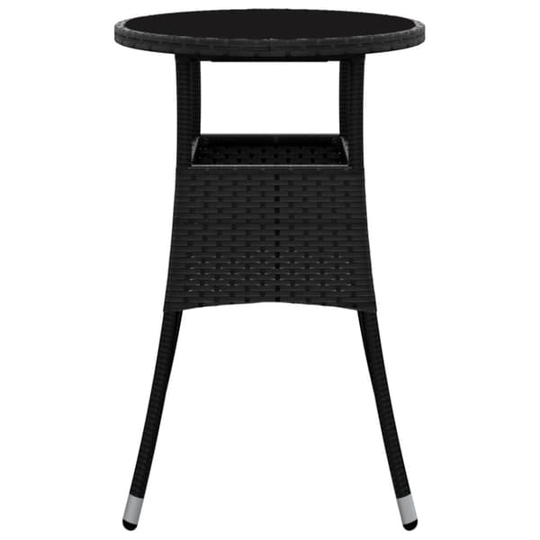 The Living Store havebord Ø60x75 cm hærdet glas og polyrattan sort - Haveborde