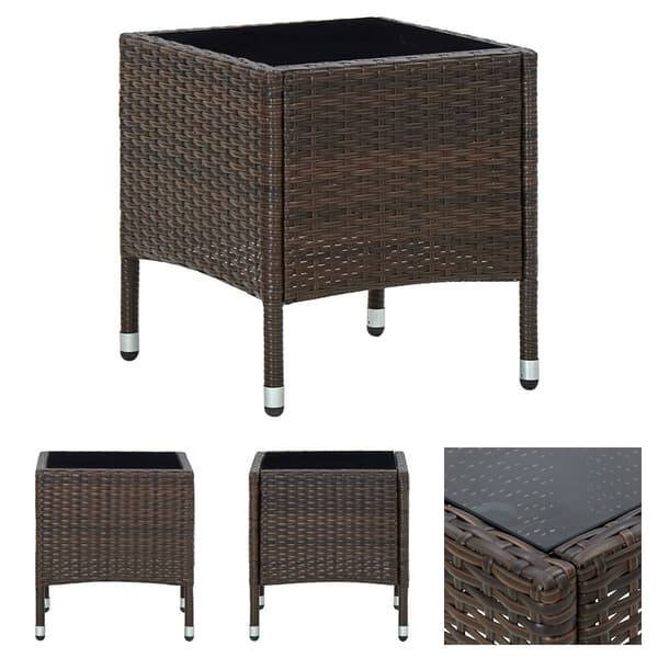 The Living Store havebord 40x40x45 cm polyrattan brun -  Haveborde