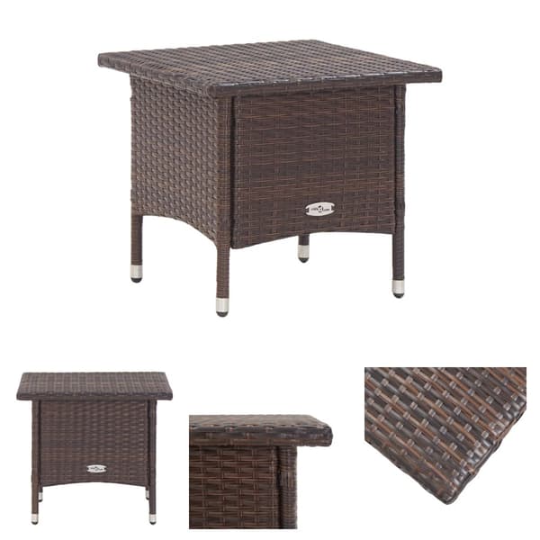The Living Store tebord 50 x 50 x 47 cm polyrattan brun - Haveborde