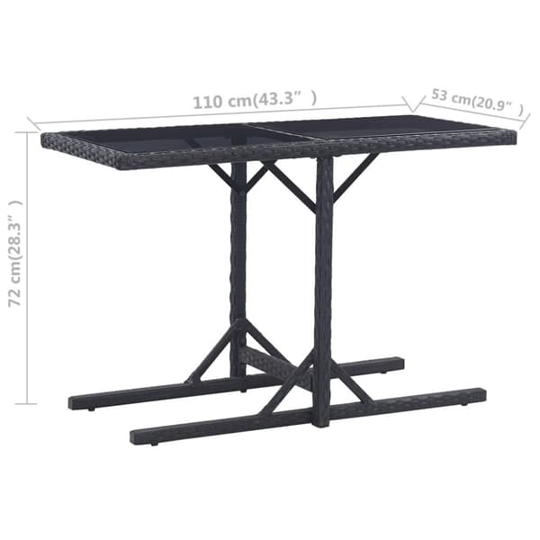The Living Store havebord 110 x 53 x 72 cm sort glas og poliratanas - Haveborde