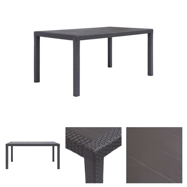 The Living Store havebord 150 x 90 x 72 cm plastik rattanlook brun -  Haveborde