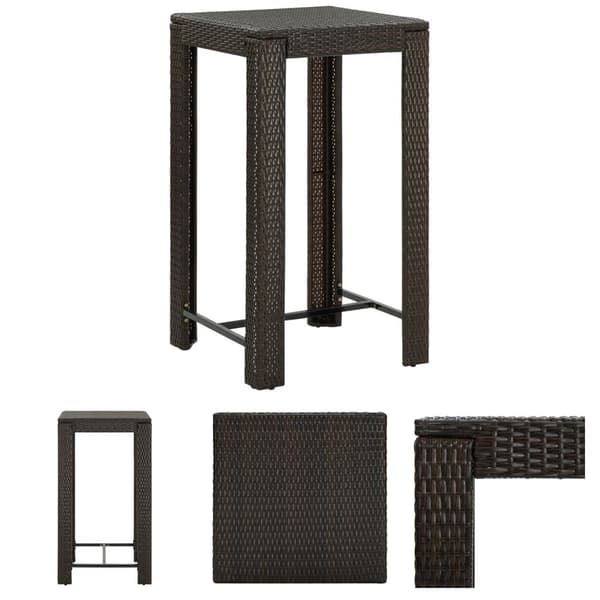 The Living Store barbord til haven 60,5x60,5x110,5 cm polyrattan brun - Haveborde